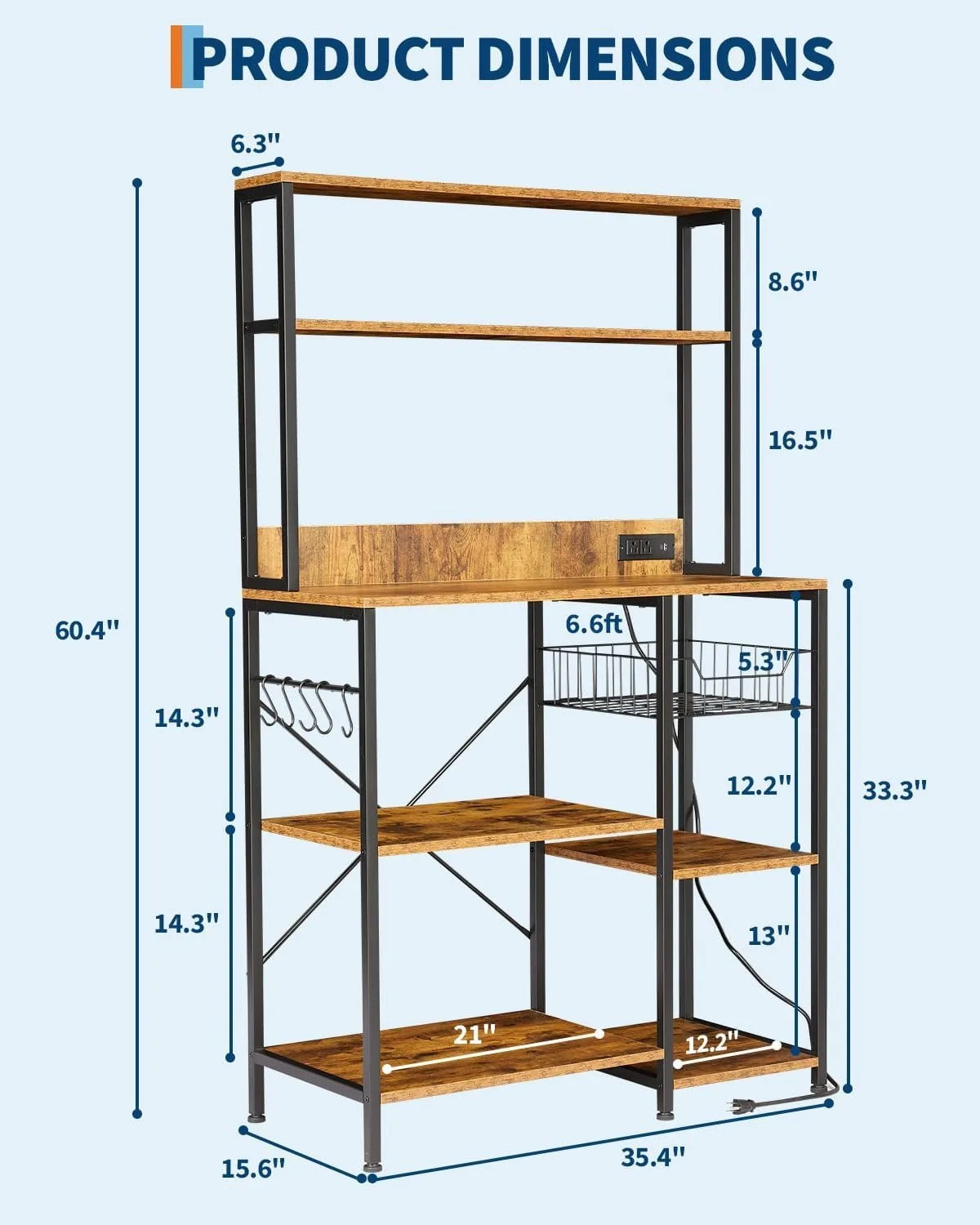 Kitchen Baker Rack with Power Outlet