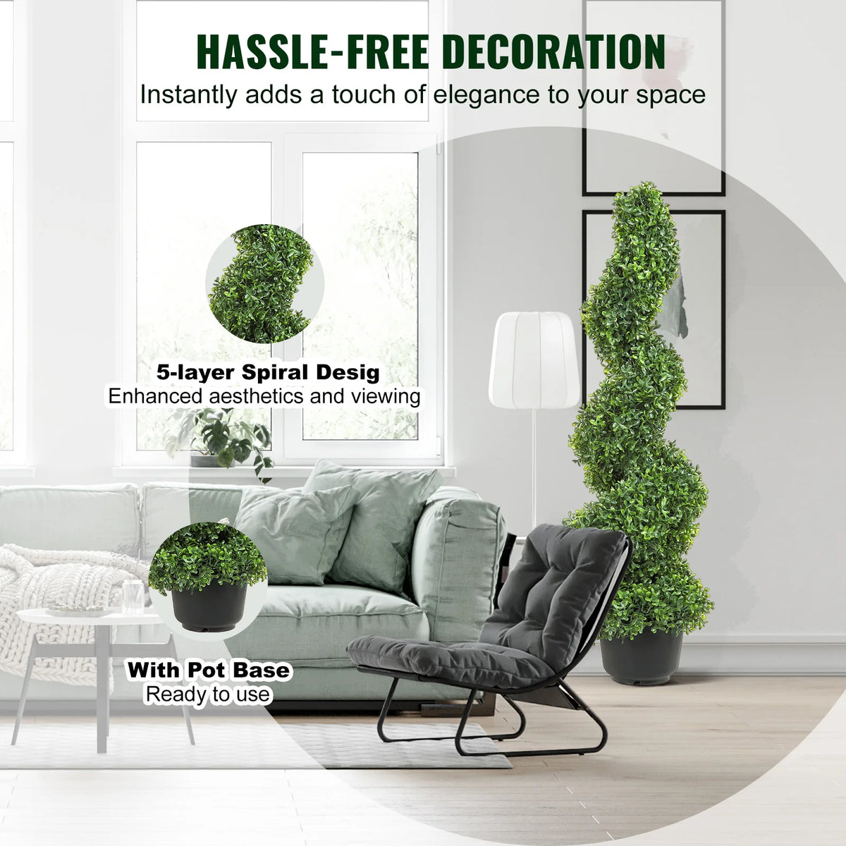 Artificial Boxwood Tower Topiary Spiral Plant