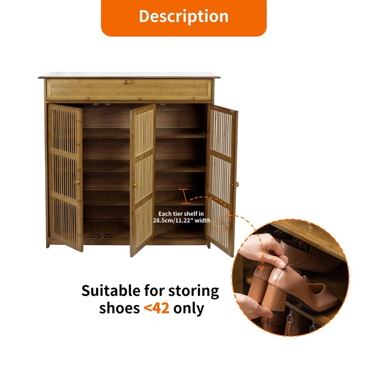4 Tier Bamboo Shoe Storage Cabinet