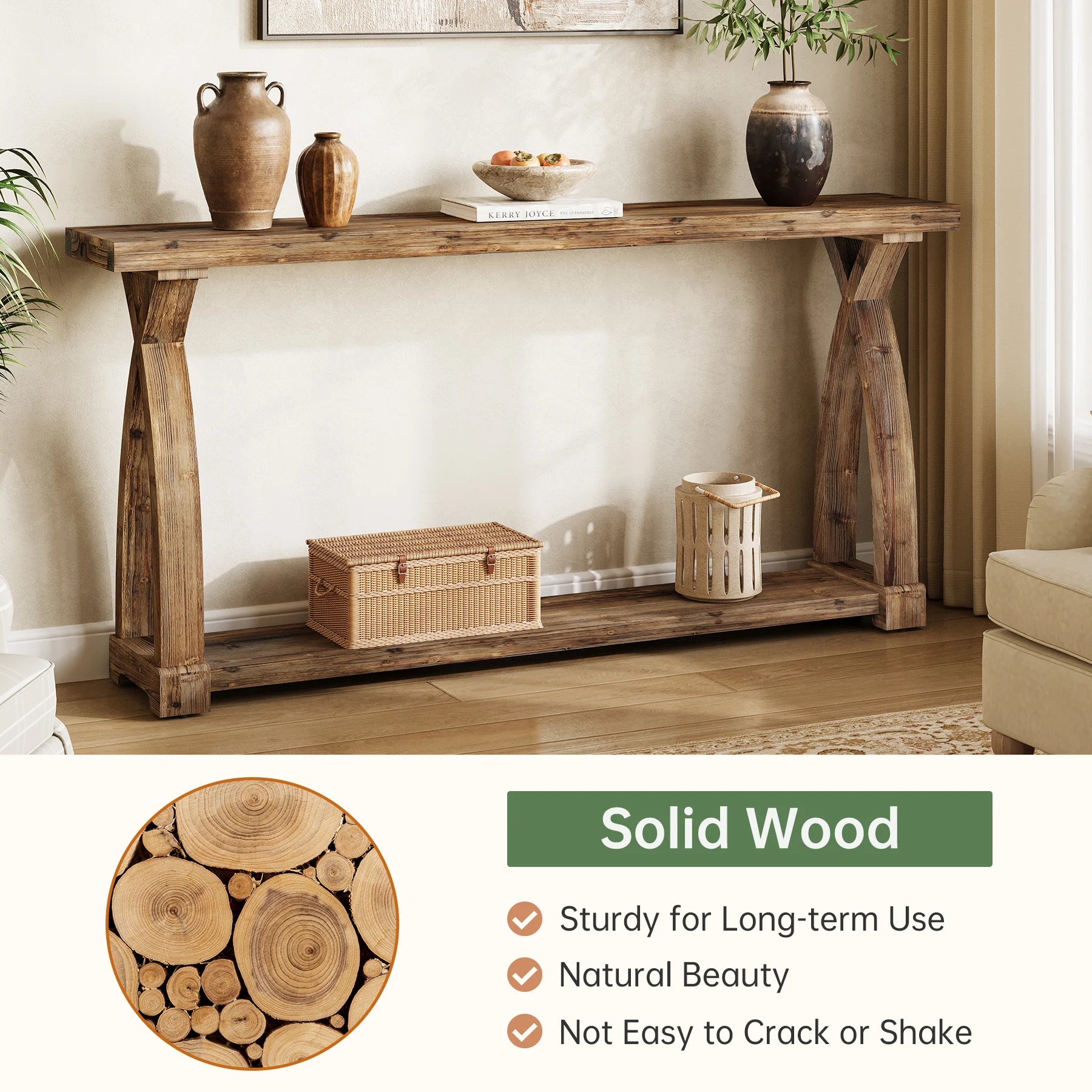 Wood Console Table for Entryway