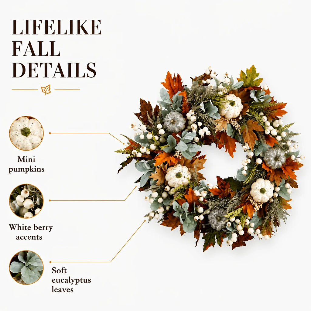 Rustic Peony And Pumpkin Wreath