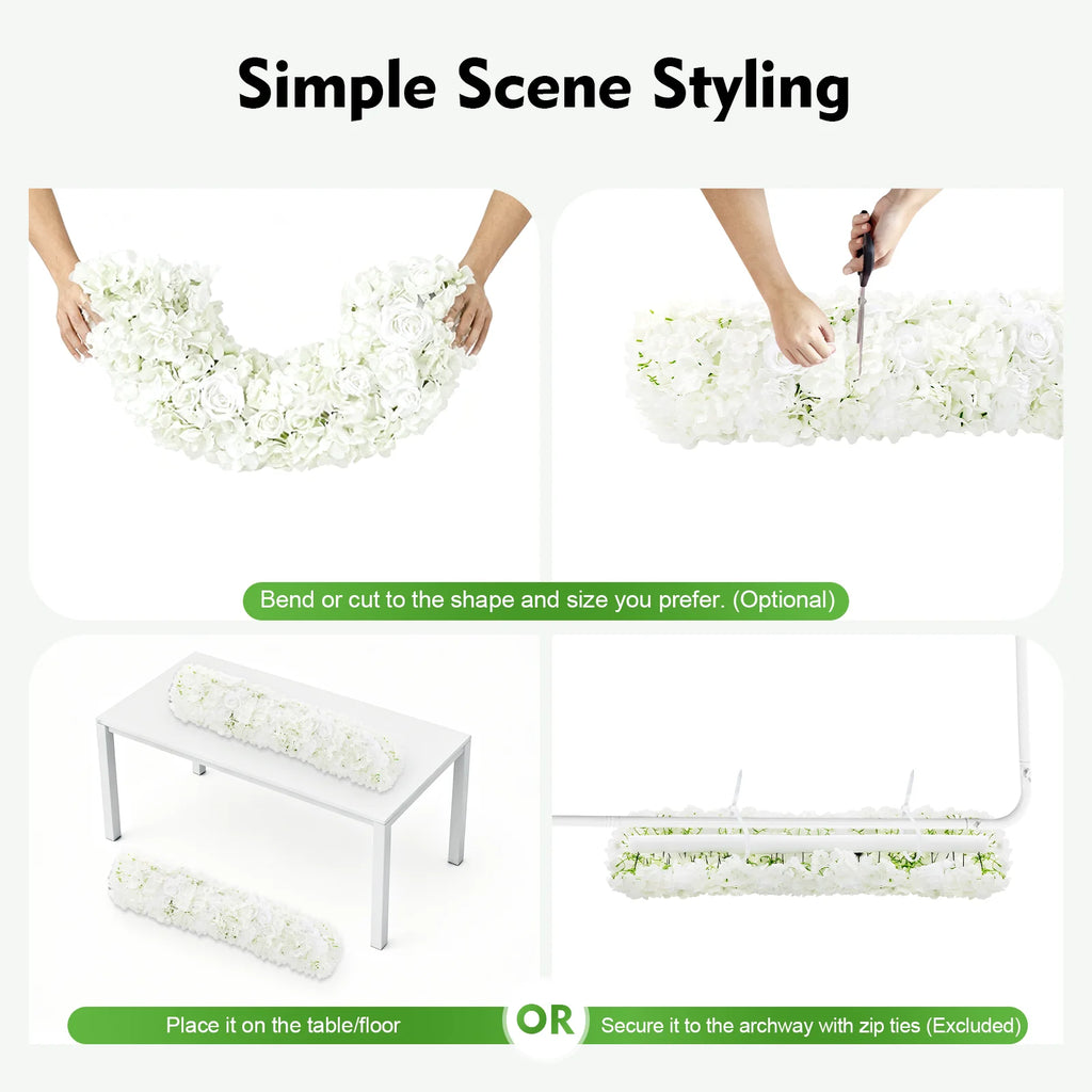 White Artificial Silk Flower Row