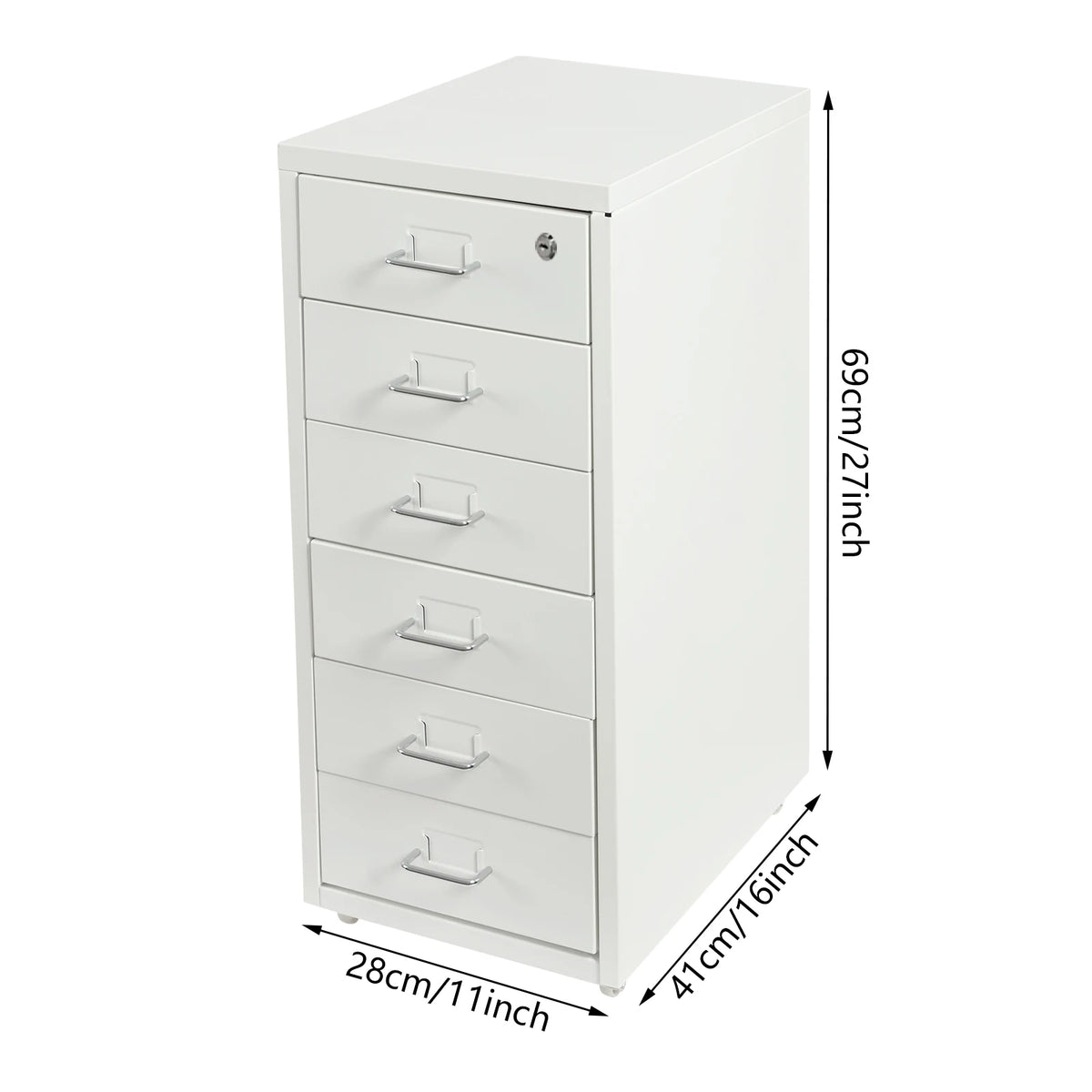 White 6 Drawer File Cabinet with Wheels