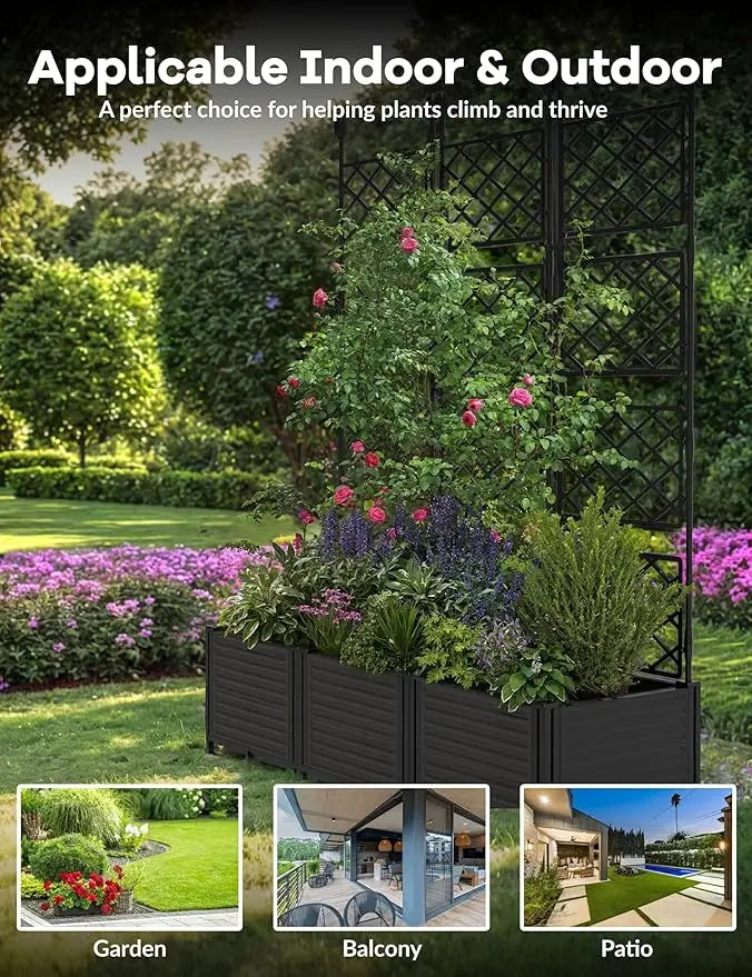Raised Garden Bed Planter Box with Trellis