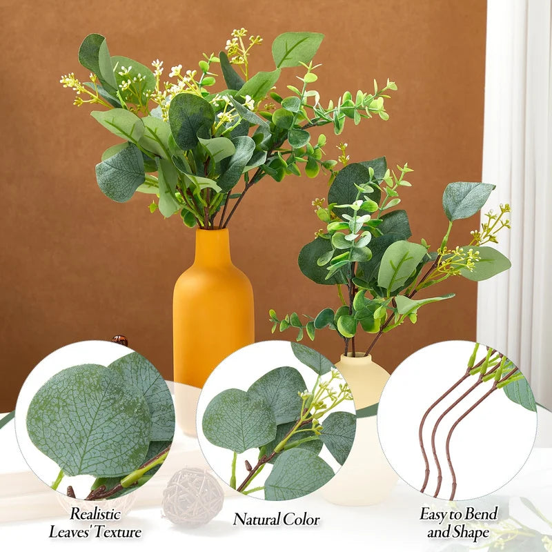 Artificial Eucalyptus Branches with White Seeds