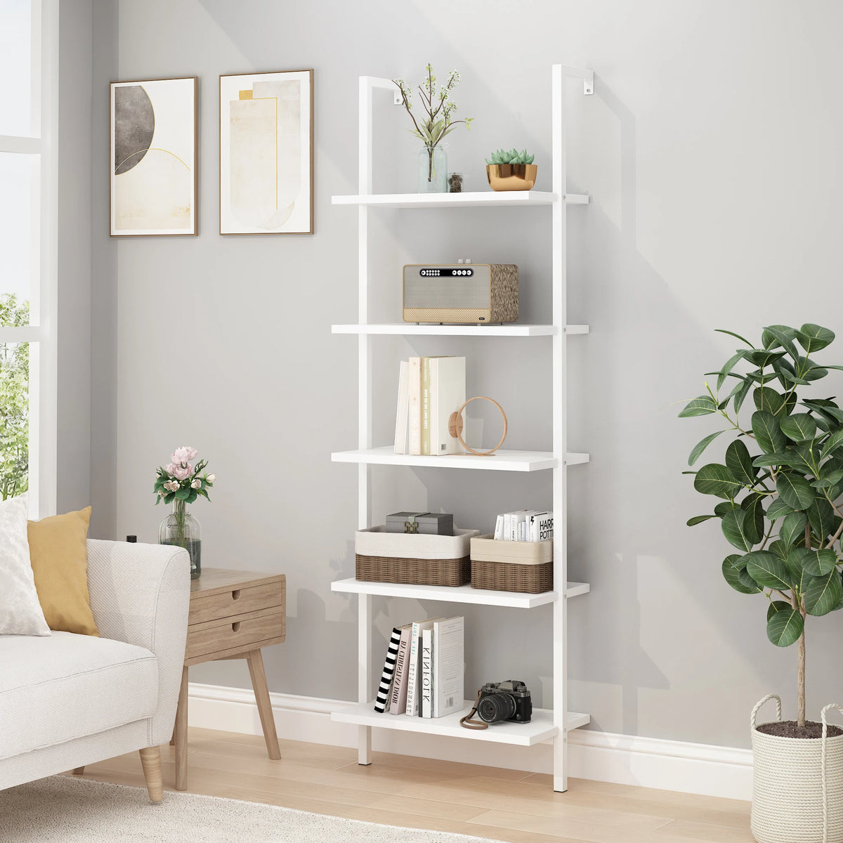 5‑Tier Ladder Wall‑Leaning Storage