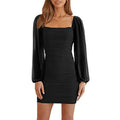 Long Sleeve Party Cocktail  Mini Dress